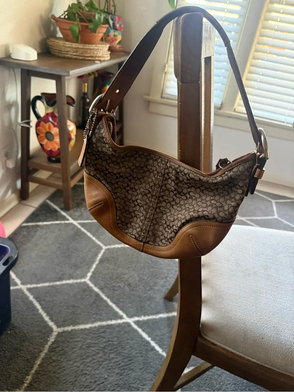 Coach Ergo Mini Signature C Canvas Shoulder Hobo Bag (Style #6617)